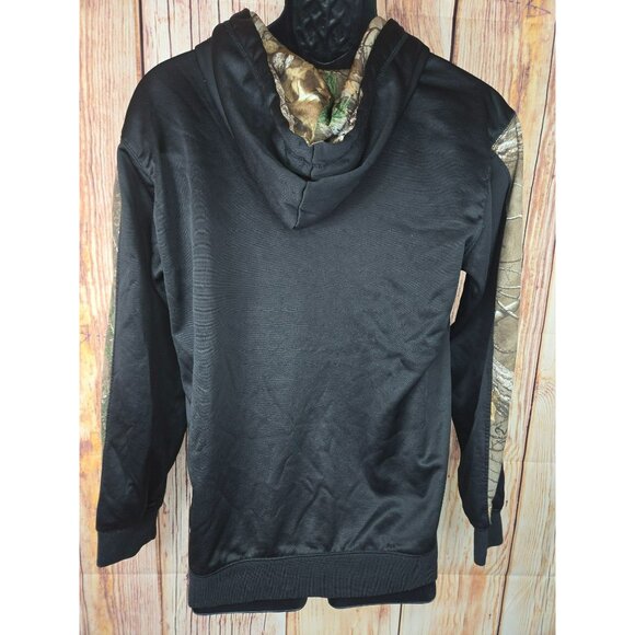 Realtree Mens Black with Camo Logo Hoodie Medium - Picture 2 of 7